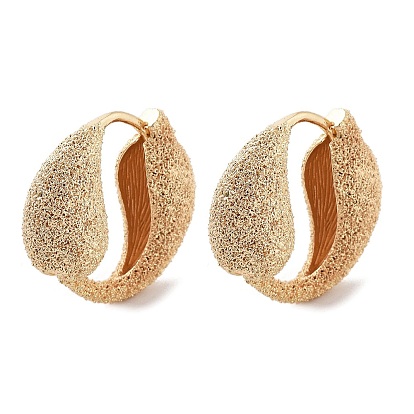 Brass Hoop Earrings, Textured Magatama