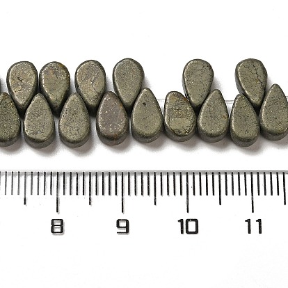Natural Pyrite Beads Strands, Teardrop, Top Drilled