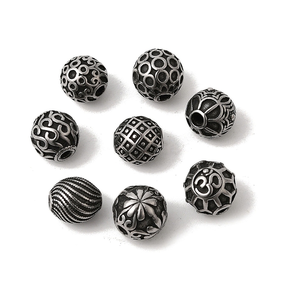 304 из нержавеющей стали бусы, античное серебро