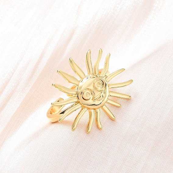 Латунные кольца-манжеты для женщин, солнце, стойки покрытие, без кадмия и без свинца, прочное покрытие