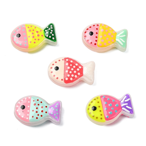 10шт 5 цвета окрашенные стеклянные бусины, рыба, с эмалью