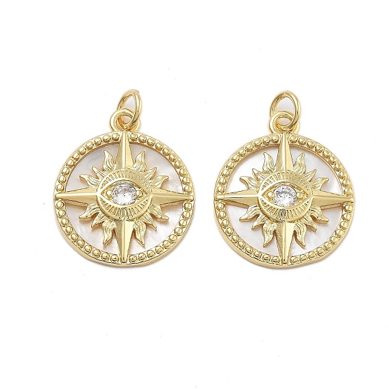Латунные микро проложить кубического циркония подвески, с кольцом и оболочкой, долговечный, без кадмия и без свинца, плоский круглый с подвесками для глаз