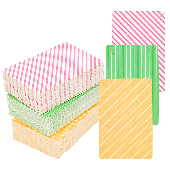 3 Colors Cardboard Jewelry Display Cards, for Hanging Earring & Necklace Display, Rectangle