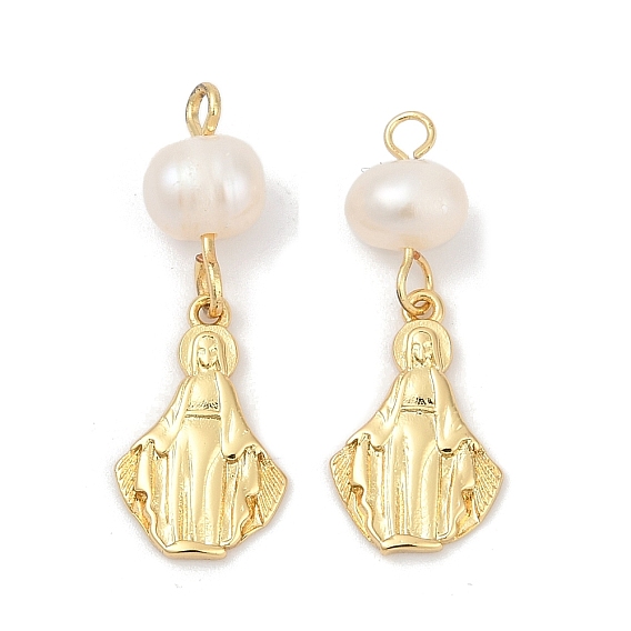 Подвески из натурального пресноводного жемчуга и латуни, прелести девы марии, стойки покрытие, без кадмия и без свинца, долговечный