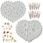 4Pcs 2 Styles 3D Ocean Style Nail Art Silicone Molds, for Nail Art Tips Decoration, Heart