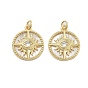 Латунные микро проложить кубического циркония подвески, с кольцом и оболочкой, долговечный, без кадмия и без свинца, плоский круглый с подвесками для глаз