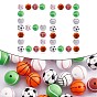 60Pcs 15mm Silicone Beads Sports Silicone Beads Bulk Basketball Soccer Tennis Baseball Rugby Volleyball Silicone Beads Kit for DIY Jewelry Making Craft
