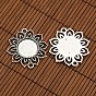 Tibetan Style Alloy Flower Connector Cabochon Bezel Settings and Flat Round Transparent Glass Cabochons, Tray: 18mm, 39x35mm, Hole: 3mm, Glass Cabochons: 18mm