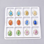 Handmade Gold Sand Lampwork Pendants, Inner Flower, Oval