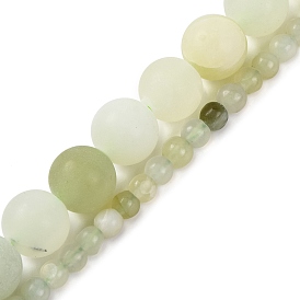 Natural New Jade Beads Strands, Frosted, Round