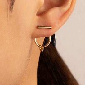 Minimalist Geometric Gold Earrings for Women - Round Circle Studs, Versatile Accessories