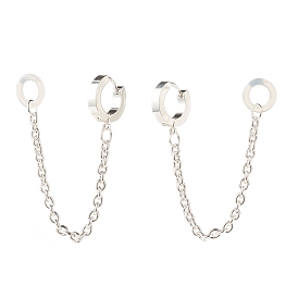 Anti-Lost Earring for Wireless Earphone, Chunky Hoop Earrings with Hanging Chain for Women