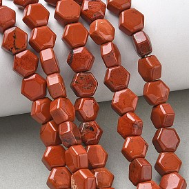 Натуральные красные яшмы бусы пряди, шестиугольник