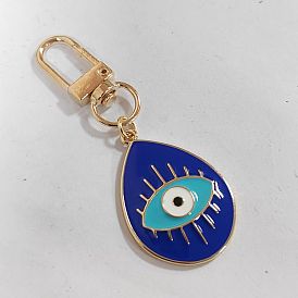 Evil Eye Alloy Enamel Pendant Decorations, with Alloy Swivel Clasps