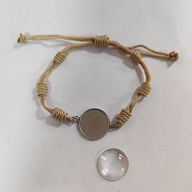 Pulseras de cuentas trenzadas con cordón de nailon ajustable para hacer tú mismo, con kits de joyería con cabujones de vidrio