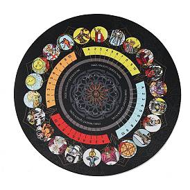 Круглый коврик для гадания на картах Таро из синтетической резины с маятником «да/нет» и изображением карт Таро.