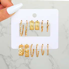 Chic Gold Chain Earrings Set of 6 for Women's Luxury Style
