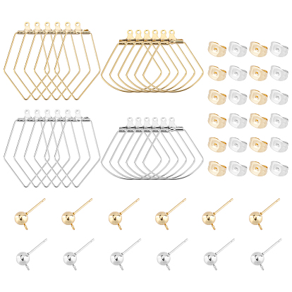 Наборы для самостоятельного изготовления сережек-гвоздиков, в том числе 304 стержень для серег в форме шарика из нержавеющей стали, фурнитура для винного бокала и ушные гайки