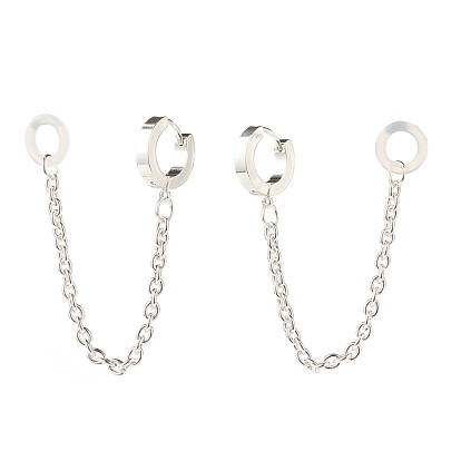 Anti-Lost Earring for Wireless Earphone, Chunky Hoop Earrings with Hanging Chain for Women