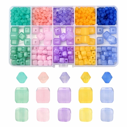 705Pcs 15 Style Imitation Jelly Acrylic Beads, Cone & Cube