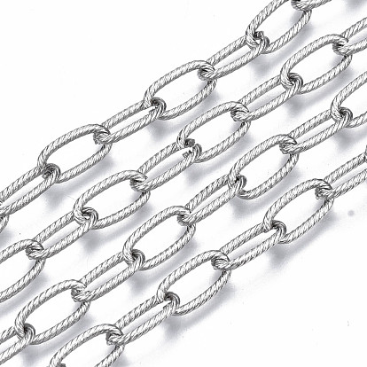 304 Stainless Steel Cable Chains, with Spool, Unwelded, Nickel Free, Oval