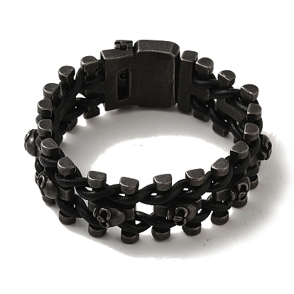 304 Stainless Steel Skull Link Chain Bracelets for Men