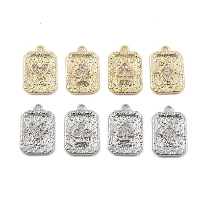 Латунные микро проложить кубического циркония подвески, без кадмия, без никеля и без свинца, прелести игральных карт
