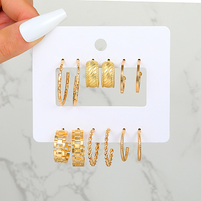 Chic Gold Chain Earrings Set of 6 for Women's Luxury Style