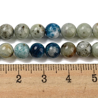 Azurite bleue naturelle en brins de perles de calcite, Perles rondes en pierres précieuses fluorescentes réactives aux UV