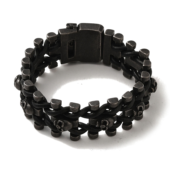 304 Stainless Steel Skull Link Chain Bracelets for Men