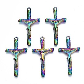Plated Alloy Pendants, Cadmium Free & Lead Free, for Religion, Cross with Jesus