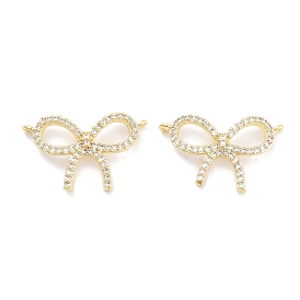 Шармы-соединители из латуни с микропаве из прозрачного кубического циркония, бантом ссылки