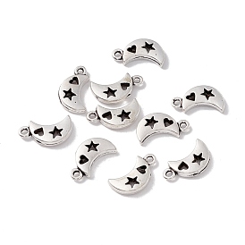 Tibetan Style Alloy Pendants, Moon with Star & Heart