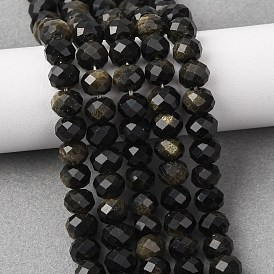 Естественный золотистый отлив обсидиан бисер пряди, рондель, граненые
