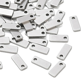304 breloques rectangulaires en acier inoxydable, rallonge de chaîne goutte, estampillage d'une étiquette vierge