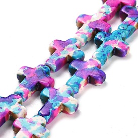 Synthetic Turquoise Beads Strands, Cross, Dyed