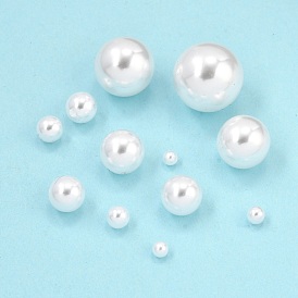 Пластиковые жемчужные бисера, круглые, половину отверстия