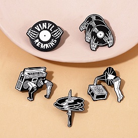 Punk Musical Instruments Enamel Pin, Electrophoresis Black Alloy Brooch for Backpack Clothes