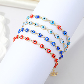 Colorful Ethnic Eye Bracelet Set with Turkish Evil Eye Charm - Unique Handmade Foot and Wrist Jewelry for Women