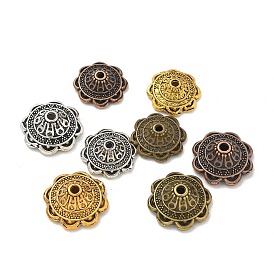 Tibetan Style Alloy Bead Caps, Cadmium Free & Lead Free, Flower