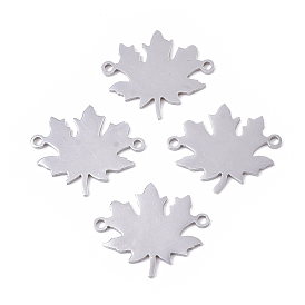 Autumn Theme 201 Stainless Steel Links/Connectors, Laser Cut Links, Maple Leaf, Stamping Blank Tag