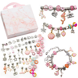 Pink gift box set 7 colors children's diy handmade crystal bracelet jewelry female gift bracelet