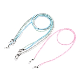 Цепочки для очков, шейный ремешок для очков, с бусинами из цейлонского стекла, 304 нержавеющая сталь застежка когтя омара, латунные бусины и резиновые концы петель