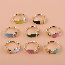 Fashionable Copper Plated Gold Ring with Zircon Stones for Women