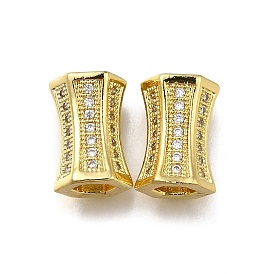 Латунь микропаве прозрачный кубический цирконий европейский бисер, долговечный, стойки покрытие, без свинца и без кадмия, бусины с большим отверстием