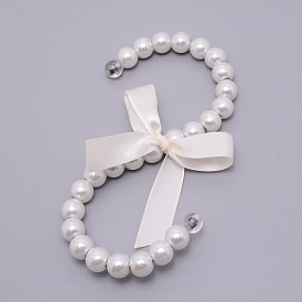 Iron Hook with ABS Plastic Imitation Pearl Beads & Polyester, S-shaped