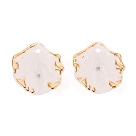 Подвески из матового пластика в виде лепестков, золотисто-серебряный металл с инкрустацией