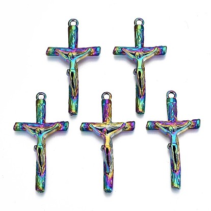 Plated Alloy Pendants, Cadmium Free & Lead Free, for Religion, Cross with Jesus