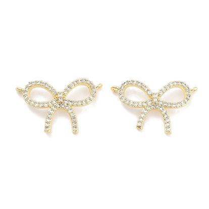 Шармы-соединители из латуни с микропаве из прозрачного кубического циркония, бантом ссылки