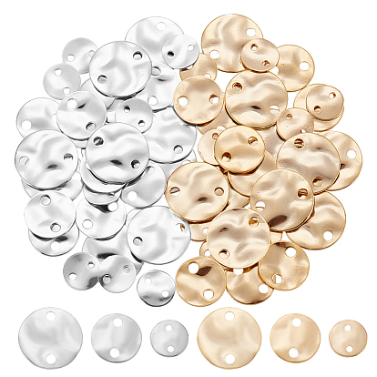 60шт 6 стили латунные подвески для разъемов, скрученные плоские круглые звенья